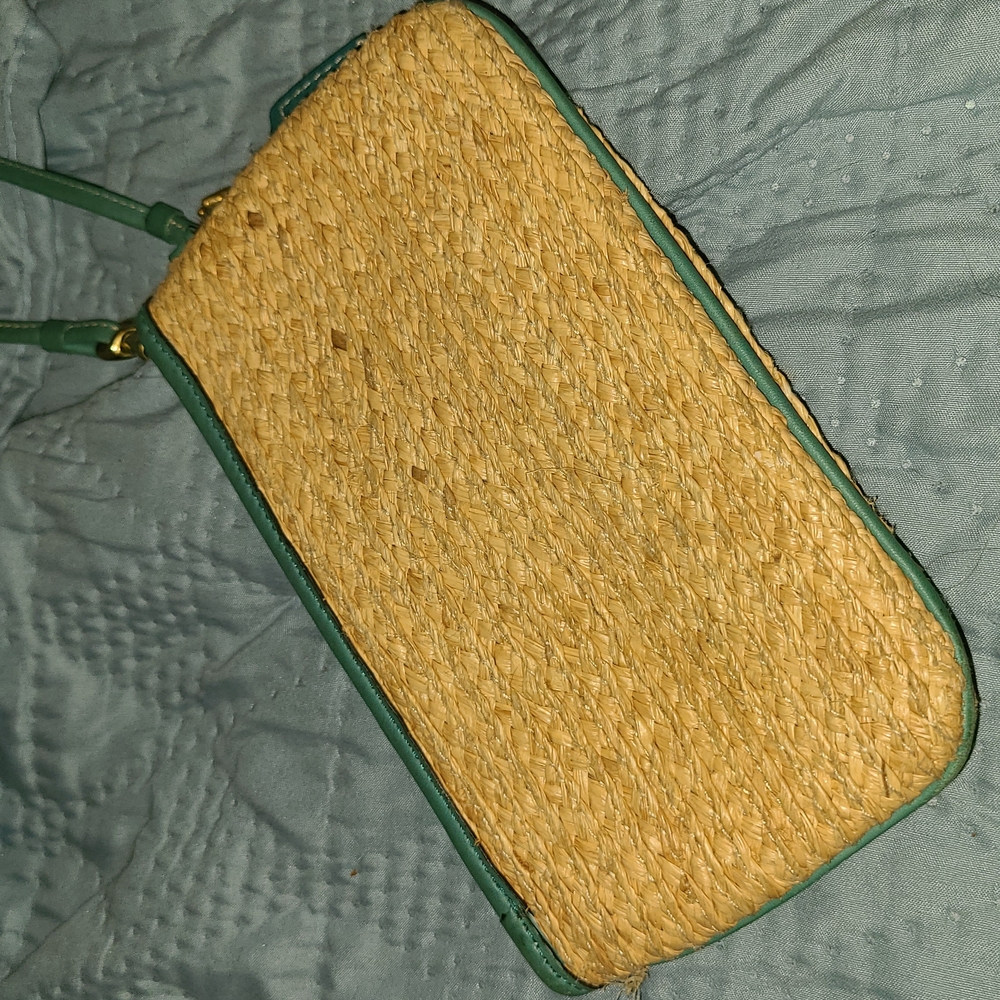 Coach Blue and Tan Mini Bag with Floral Embellishment - Picture 4 of 5